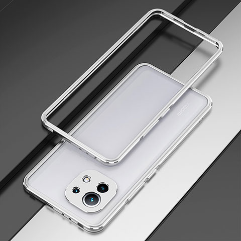 Xiaomi Mi 11 5G用ケース 高級感 手触り良い アルミメタル 製の金属製 バンパー カバー T01 Xiaomi シルバー
