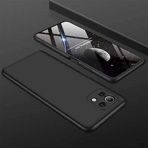 Xiaomi Mi 11 5G用ハードケース プラスチック 質感もマット 前面と背面 360度 フルカバー P01 Xiaomi ブラック