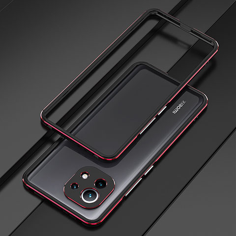 Xiaomi Mi 11 Lite 4G用ケース 高級感 手触り良い アルミメタル 製の金属製 バンパー カバー T01 Xiaomi レッド