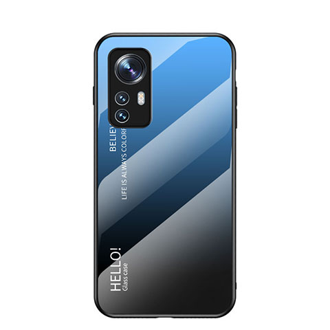 Xiaomi Mi 12 Pro 5G用ハイブリットバンパーケース プラスチック 鏡面 虹 グラデーション 勾配色 カバー M02 Xiaomi ネイビー