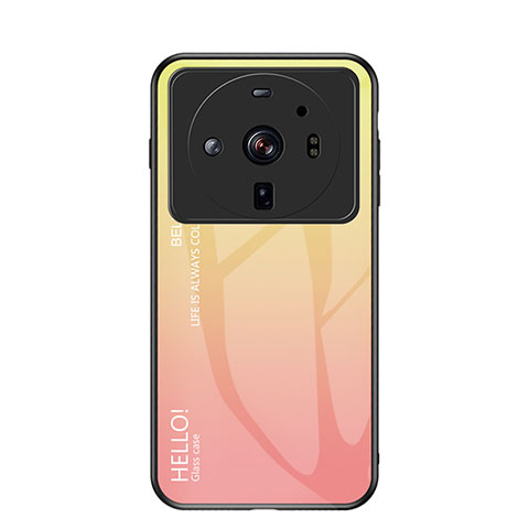 Xiaomi Mi 12 Ultra 5G用ハイブリットバンパーケース プラスチック 鏡面 虹 グラデーション 勾配色 カバー M01 Xiaomi オレンジ