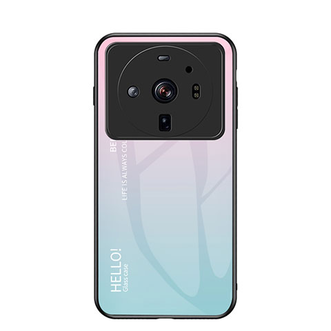 Xiaomi Mi 12S Ultra 5G用ハイブリットバンパーケース プラスチック 鏡面 虹 グラデーション 勾配色 カバー M01 Xiaomi ピンク