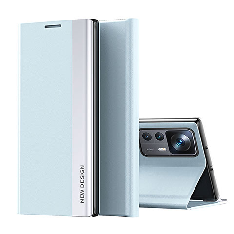 Xiaomi Mi 12T Pro 5G用手帳型 レザーケース スタンド カバー Q01H Xiaomi ブルー