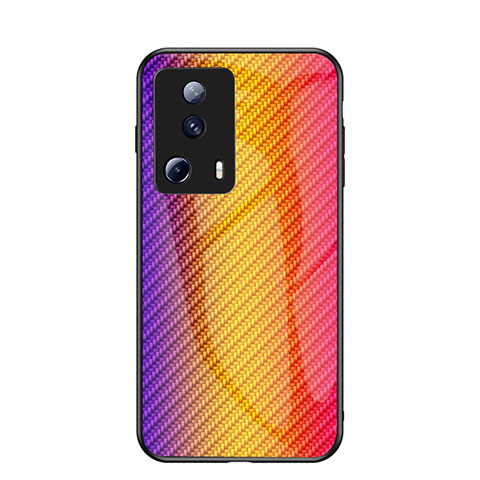 Xiaomi Mi 13 Lite 5G用ハイブリットバンパーケース プラスチック 鏡面 虹 グラデーション 勾配色 カバー LS2 Xiaomi オレンジ