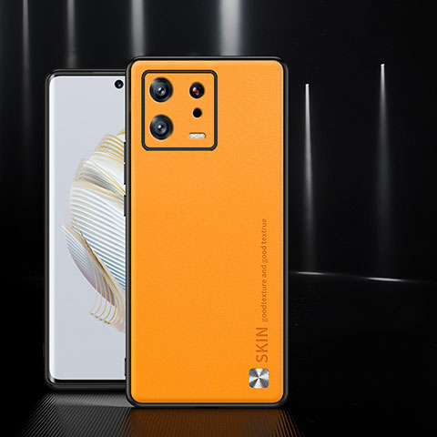 Xiaomi Mi 13 Pro 5G用ケース 高級感 手触り良いレザー柄 S03 Xiaomi オレンジ