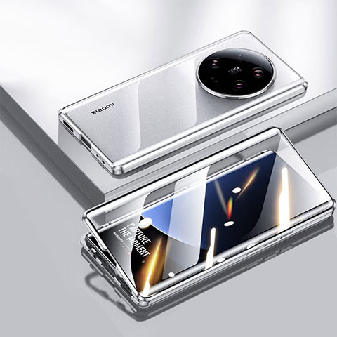 Xiaomi Mi 13 Ultra 5G用ケース 高級感 手触り良い アルミメタル 製の金属製 360度 フルカバーバンパー 鏡面 カバー Xiaomi シルバー