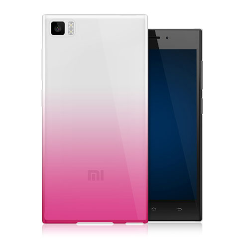 Xiaomi Mi 3用極薄ソフトケース グラデーション 勾配色 クリア透明 Xiaomi ピンク