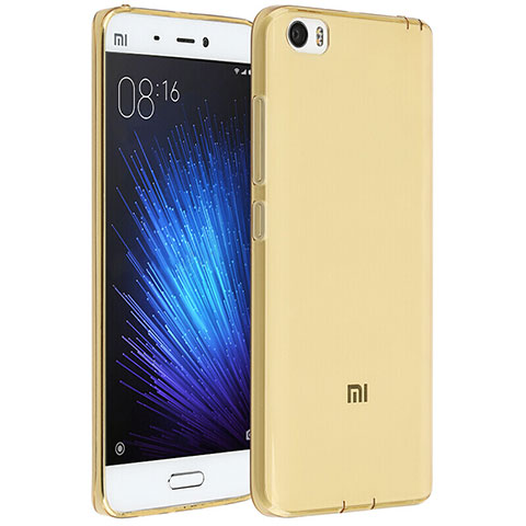 Xiaomi Mi 5用極薄ソフトケース シリコンケース 耐衝撃 全面保護 クリア透明 Xiaomi ゴールド