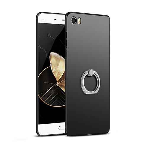 Xiaomi Mi 5用ハードケース プラスチック 質感もマット アンド指輪 A03 Xiaomi ブラック