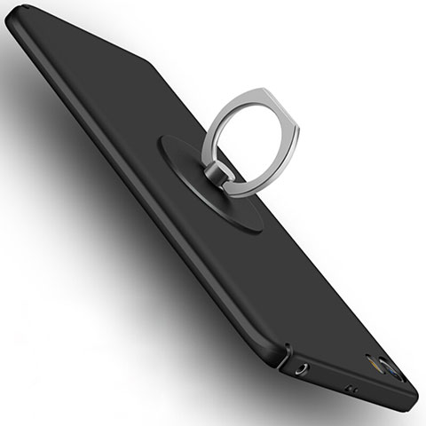 Xiaomi Mi 5用ハードケース プラスチック 質感もマット アンド指輪 A04 Xiaomi ブラック