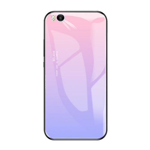 Xiaomi Mi 5S用ハイブリットバンパーケース プラスチック 鏡面 虹 グラデーション 勾配色 カバー Xiaomi ピンク