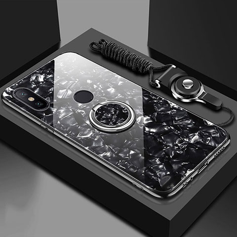 Xiaomi Mi 6X用ハイブリットバンパーケース プラスチック 鏡面 カバー アンド指輪 マグネット式 A01 Xiaomi ブラック