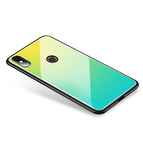 Xiaomi Mi 8用ハイブリットバンパーケース プラスチック 鏡面 虹 グラデーション 勾配色 カバー Xiaomi グリーン