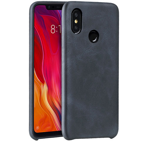 Xiaomi Mi 8用ケース 高級感 手触り良いレザー柄 Xiaomi ブラック