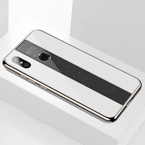 Xiaomi Mi 8用ハイブリットバンパーケース プラスチック 鏡面 カバー A01 Xiaomi ホワイト