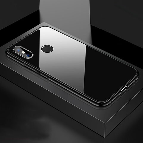Xiaomi Mi 8用ケース 高級感 手触り良い アルミメタル 製の金属製 360度 フルカバーバンパー 鏡面 カバー Xiaomi ブラック