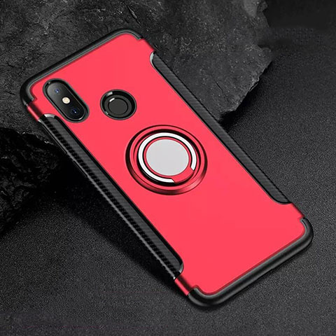 Xiaomi Mi 8用ハイブリットバンパーケース プラスチック アンド指輪 マグネット式 Xiaomi レッド