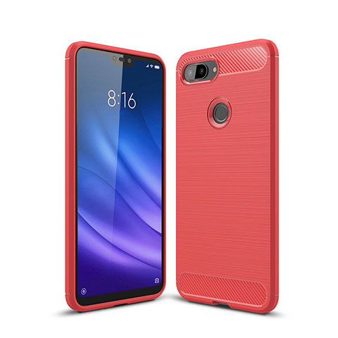 Xiaomi Mi 8 Lite用シリコンケース ソフトタッチラバー ライン カバー Xiaomi レッド