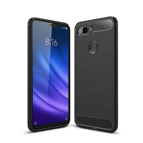 Xiaomi Mi 8 Lite用シリコンケース ソフトタッチラバー ライン カバー Xiaomi ブラック