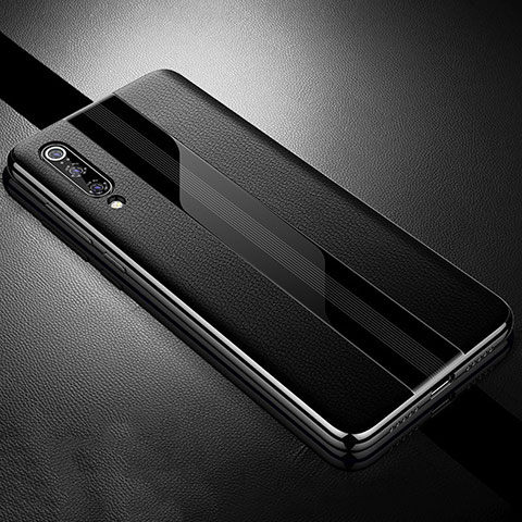 Xiaomi Mi 9用シリコンケース ソフトタッチラバー レザー柄 S01 Xiaomi ブラック