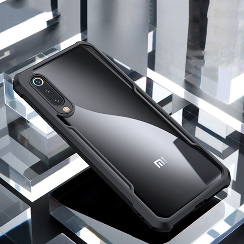 Xiaomi Mi 9 Lite用ハイブリットバンパーケース クリア透明 プラスチック 鏡面 カバー M02 Xiaomi ブラック