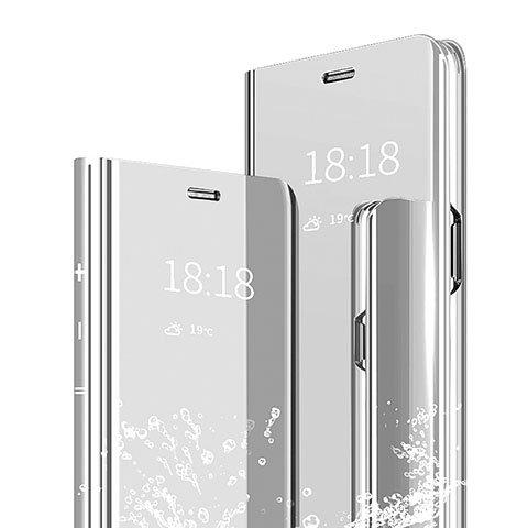 Xiaomi Mi 9 Lite用手帳型 レザーケース スタンド 鏡面 カバー Xiaomi シルバー
