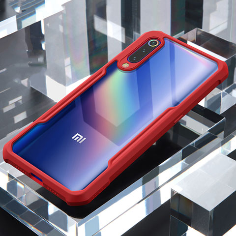 Xiaomi Mi 9 Pro 5G用ハイブリットバンパーケース クリア透明 プラスチック 鏡面 カバー M02 Xiaomi レッド