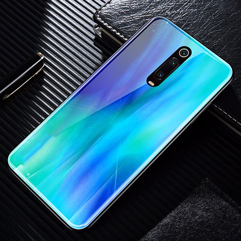 Xiaomi Mi 9T用ハイブリットバンパーケース プラスチック 鏡面 カバー T02 Xiaomi ブルー