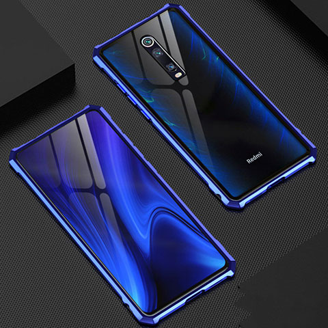 Xiaomi Mi 9T用ケース 高級感 手触り良い アルミメタル 製の金属製 360度 フルカバーバンパー 鏡面 カバー T02 Xiaomi ネイビー