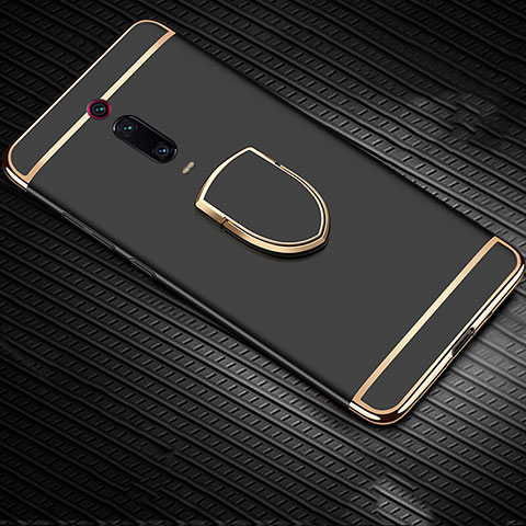 Xiaomi Mi 9T用ケース 高級感 手触り良い メタル兼プラスチック バンパー アンド指輪 T01 Xiaomi ブラック