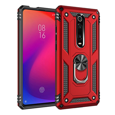 Xiaomi Mi 9T Pro用ハイブリットバンパーケース プラスチック アンド指輪 マグネット式 R02 Xiaomi レッド