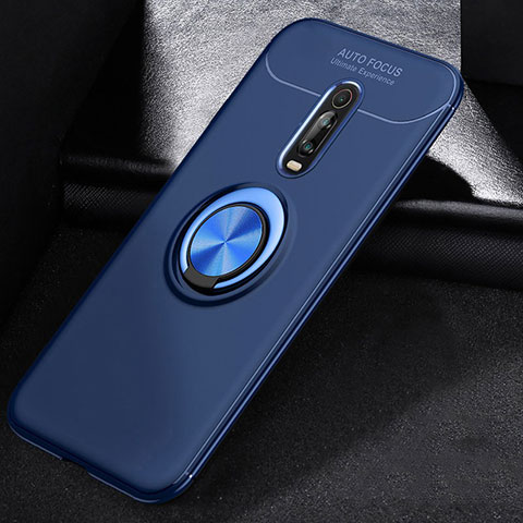 Xiaomi Mi 9T Pro用極薄ソフトケース シリコンケース 耐衝撃 全面保護 アンド指輪 マグネット式 バンパー Xiaomi ネイビー