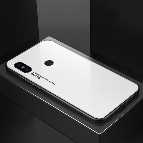 Xiaomi Mi A2用ハイブリットバンパーケース プラスチック 鏡面 虹 グラデーション 勾配色 カバー M01 Xiaomi ホワイト