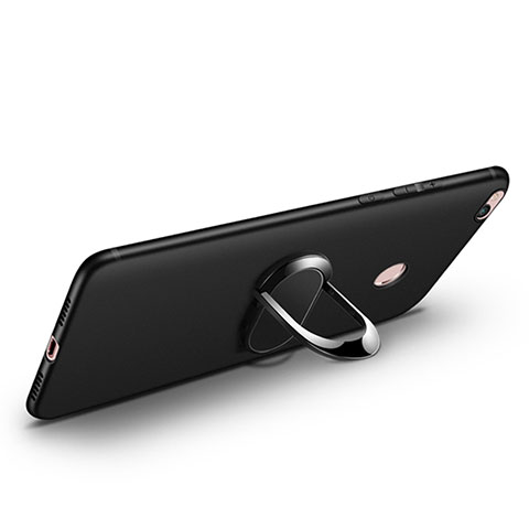 Xiaomi Mi Max 2用極薄ソフトケース シリコンケース 耐衝撃 全面保護 アンド指輪 Xiaomi ブラック