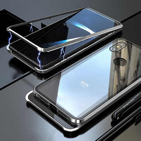 Xiaomi Mi Mix 3用ケース 高級感 手触り良い アルミメタル 製の金属製 360度 フルカバーバンパー 鏡面 カバー Xiaomi シルバー