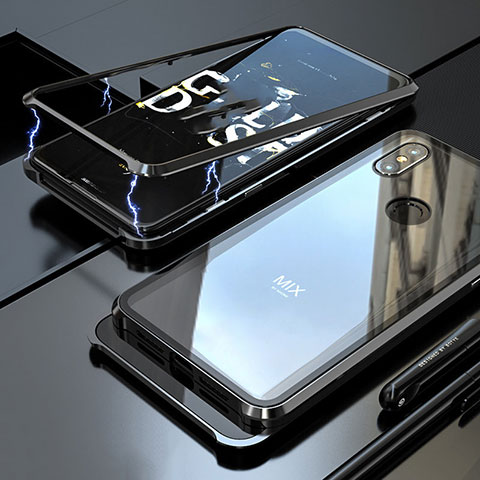 Xiaomi Mi Mix 3用ケース 高級感 手触り良い アルミメタル 製の金属製 360度 フルカバーバンパー 鏡面 カバー Xiaomi ブラック