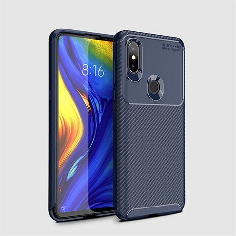 Xiaomi Mi Mix 3用シリコンケース ソフトタッチラバー ツイル カバー A01 Xiaomi ネイビー