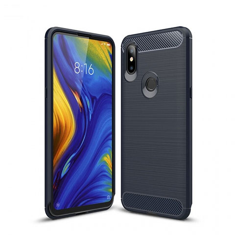 Xiaomi Mi Mix 3用シリコンケース ソフトタッチラバー ライン カバー Xiaomi ネイビー