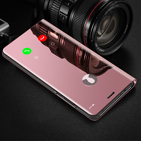 Xiaomi Mi Note 10 Lite用手帳型 レザーケース スタンド 鏡面 カバー L02 Xiaomi ピンク