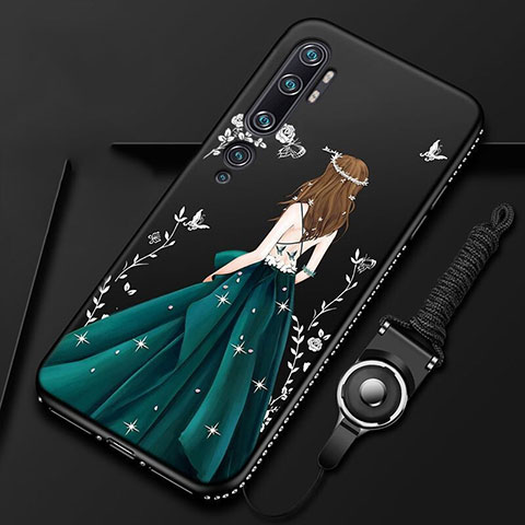 Xiaomi Mi Note 10 Pro用シリコンケース ソフトタッチラバー バタフライ ドレスガール ドレス少女 カバー S01 Xiaomi グリーン