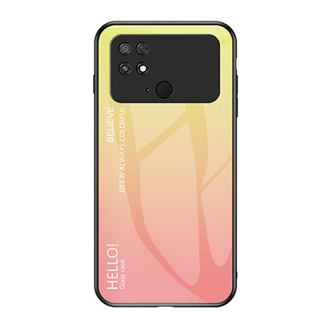 Xiaomi Poco C40用ハイブリットバンパーケース プラスチック 鏡面 虹 グラデーション 勾配色 カバー LS1 Xiaomi イエロー