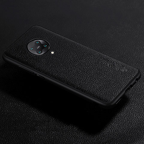 Xiaomi Poco F2 Pro用シリコンケース ソフトタッチラバー レザー柄 カバー Xiaomi ブラック