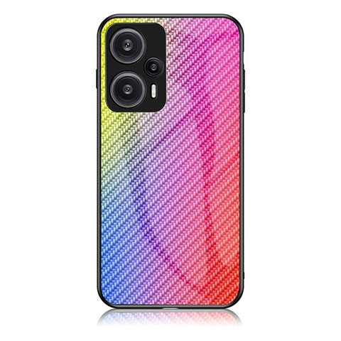 Xiaomi Poco F5 5G用ハイブリットバンパーケース プラスチック 鏡面 虹 グラデーション 勾配色 カバー LS2 Xiaomi ピンク