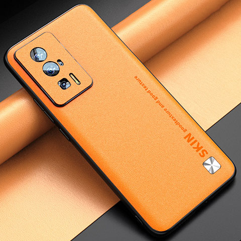 Xiaomi Poco F5 Pro 5G用ケース 高級感 手触り良いレザー柄 S03 Xiaomi オレンジ
