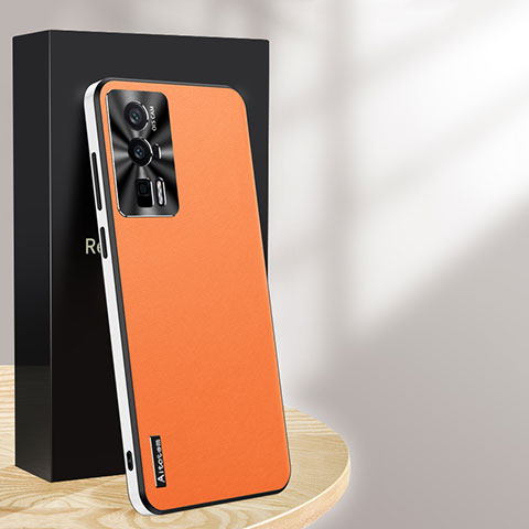 Xiaomi Poco F5 Pro 5G用ケース 高級感 手触り良いレザー柄 AT1 Xiaomi オレンジ