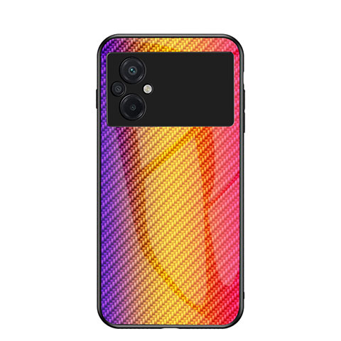 Xiaomi Poco M5 4G用ハイブリットバンパーケース プラスチック 鏡面 虹 グラデーション 勾配色 カバー LS2 Xiaomi オレンジ