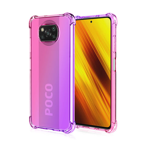 Xiaomi Poco X3 NFC用極薄ソフトケース グラデーション 勾配色 クリア透明 Xiaomi ラベンダー