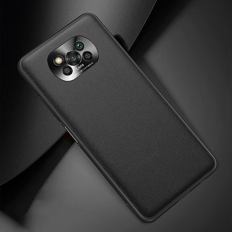 Xiaomi Poco X3 NFC用ケース 高級感 手触り良いレザー柄 Xiaomi ブラック