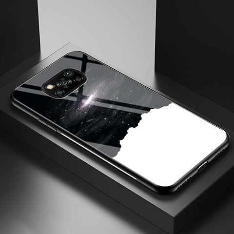 Xiaomi Poco X3 NFC用ハイブリットバンパーケース プラスチック パターン 鏡面 カバー LS1 Xiaomi ブラック