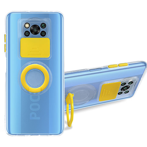 Xiaomi Poco X3 NFC用極薄ソフトケース シリコンケース 耐衝撃 全面保護 クリア透明 スタンド MJ1 Xiaomi イエロー